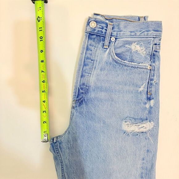 Agolde Women's 90s Mid Rise Loose Fit Distressed Light Blue Jeans Size 23 - Picture 11 of 12